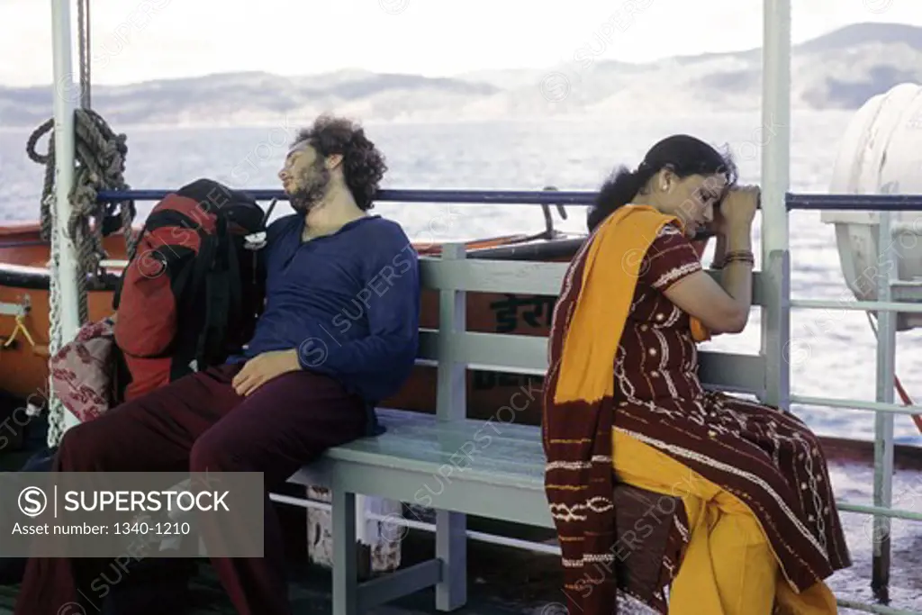 Tourists sleeping in the ship, Andaman Islands, Andaman and Nicobar Islands, India