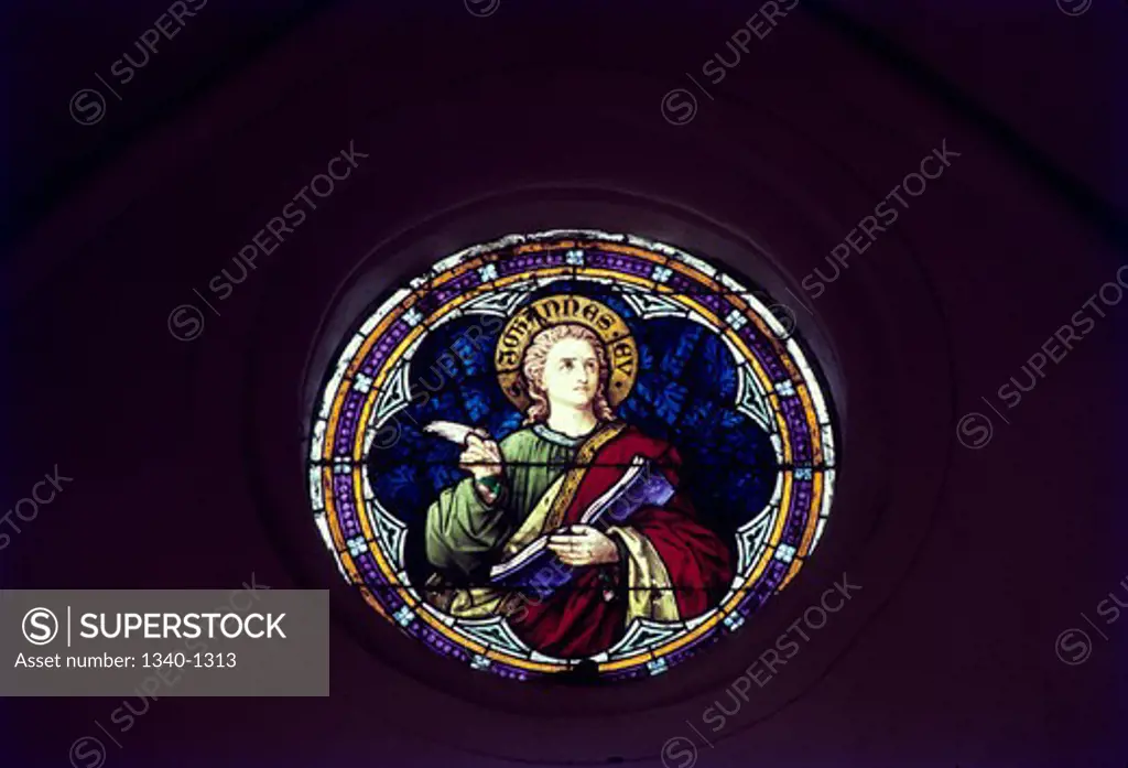 Stained glass in a church, Sacred Heart of Jesus Christ, Pondicherry, India