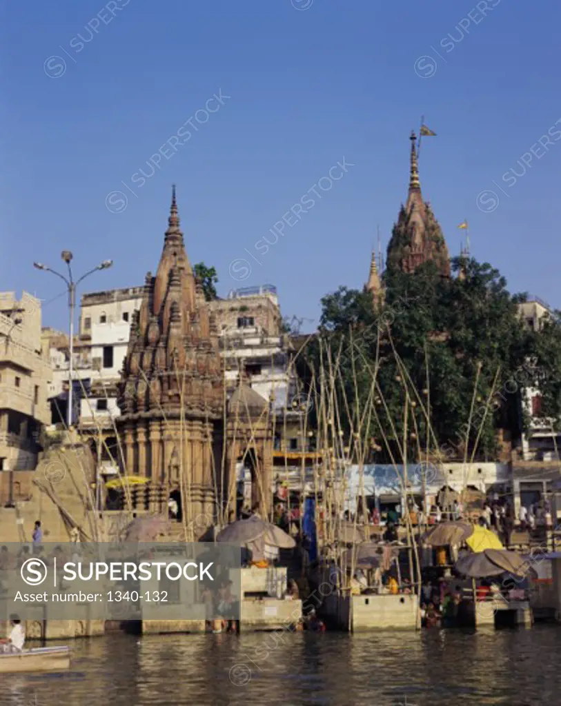Temple on the waterfront, Varanasi, Uttar Pradesh, India