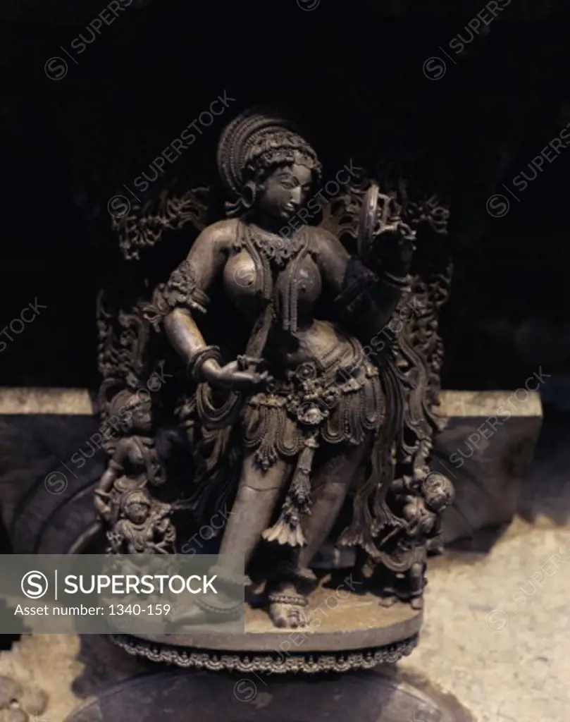 Close-up of a statue in a temple, Channakeshava Temple, Belur, Karnataka, India