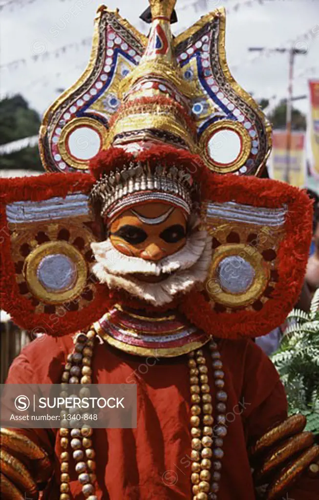 Close-up of a Theyyam dancer, Kerala, India