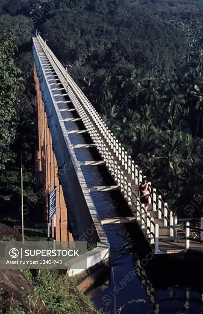 High angle view of a bridge, Mathur Hanging Trough, Tamil Nadu, India