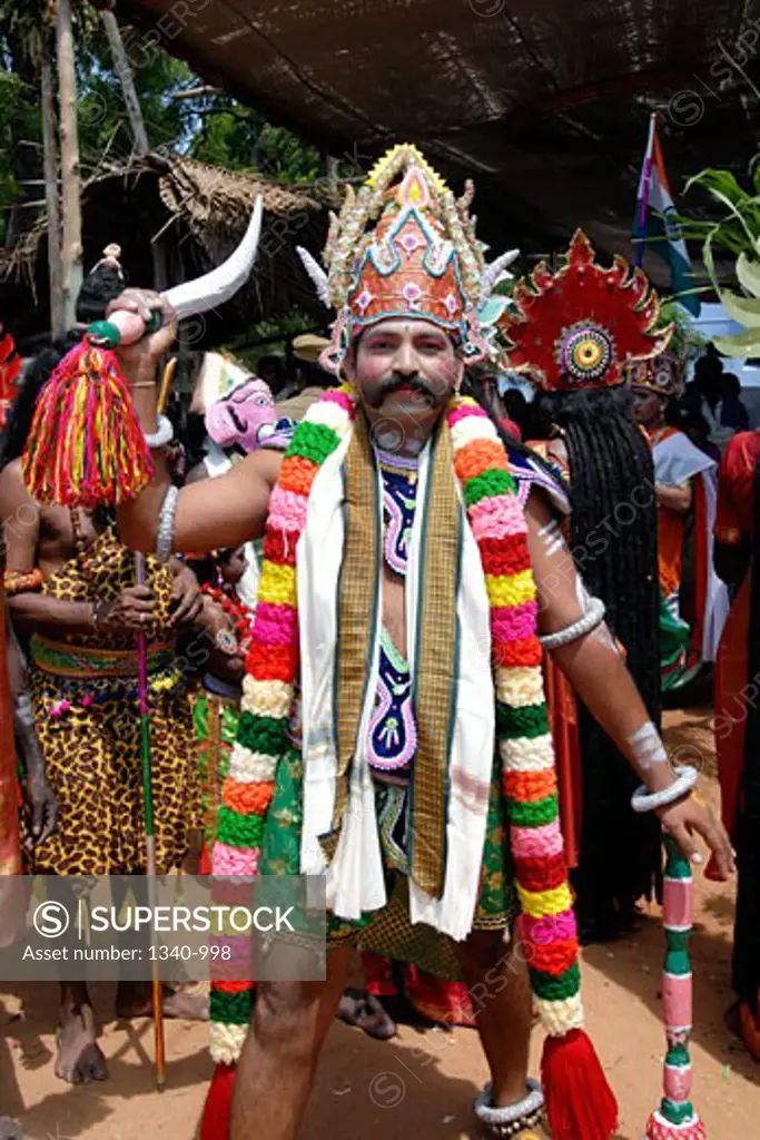 Folk artists performing in Dussehra festival, Kulasekarapattinam, Thoothukudi, Tamil Nadu, India