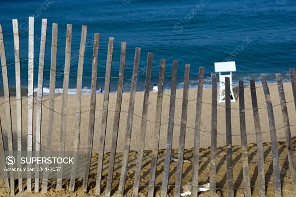Wooden fence on the beach