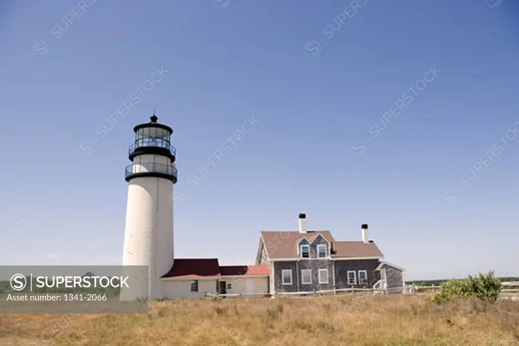 Lighthouse in a field, Cape Cod Lighthouse (Highland), North Truro, Massachusetts, USA