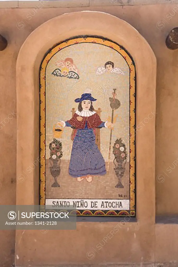 Mural on the wall of a church, El Santuario De Chimayo, Chimayo, Rio Arriba County, New Mexico, USA