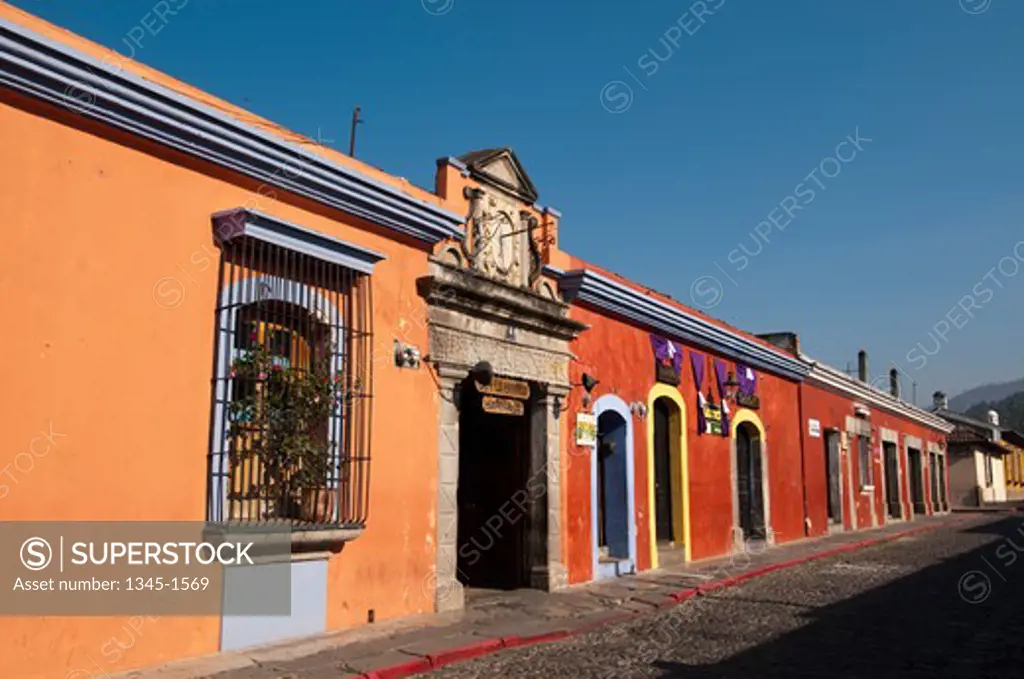 Houses in a street, Antigua, Guatemala