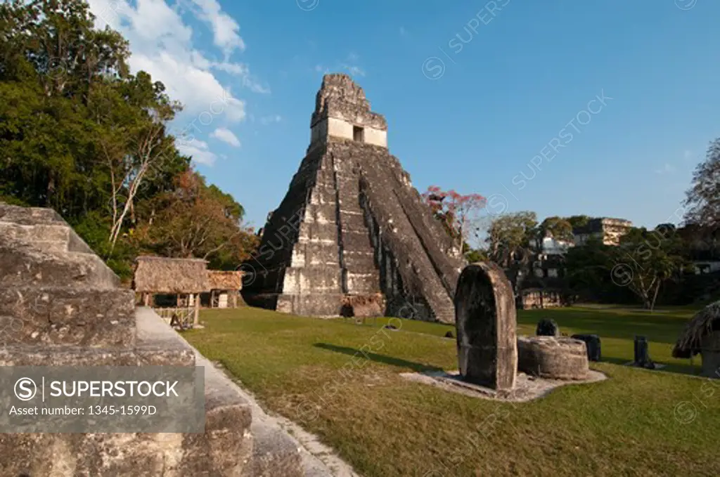 Facade of a temple, Tikal Temple I, Tikal National Park, Tikal, Guatemala