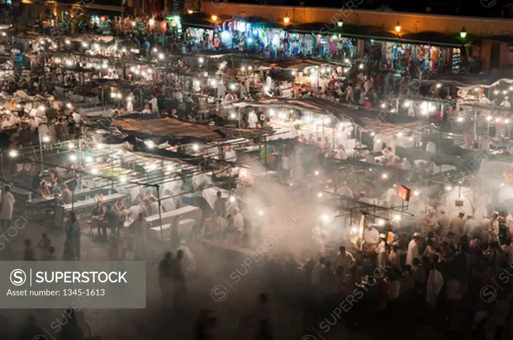 People in a street market, Djemma El Fna Square, Marrakesh, Morocco