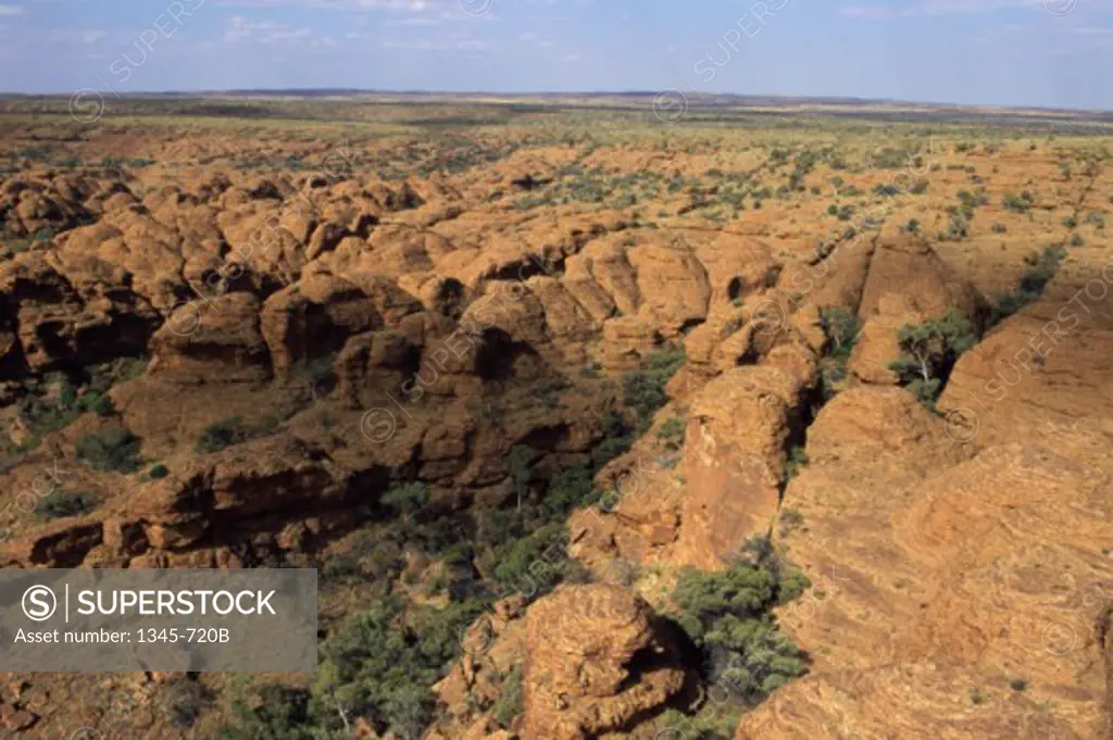 High angle view of rock formations, Kings Canyon, Watarrka National Park, Northern Territory, Australia