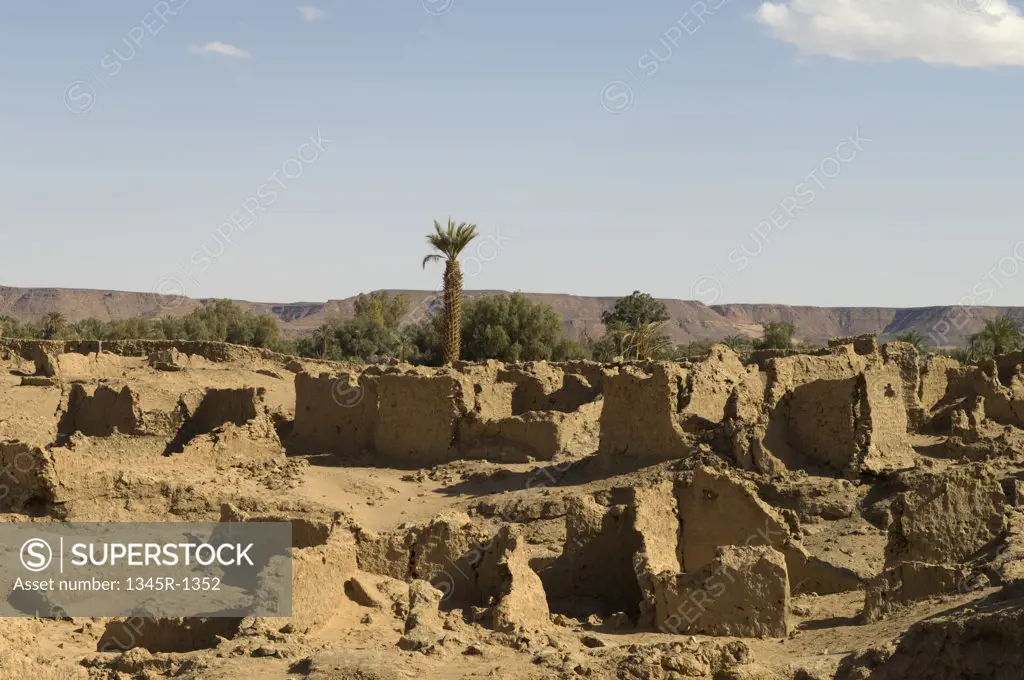 Ruins of buildings at an archaeological site, Garamantes, Germa, Fezzan, Libya