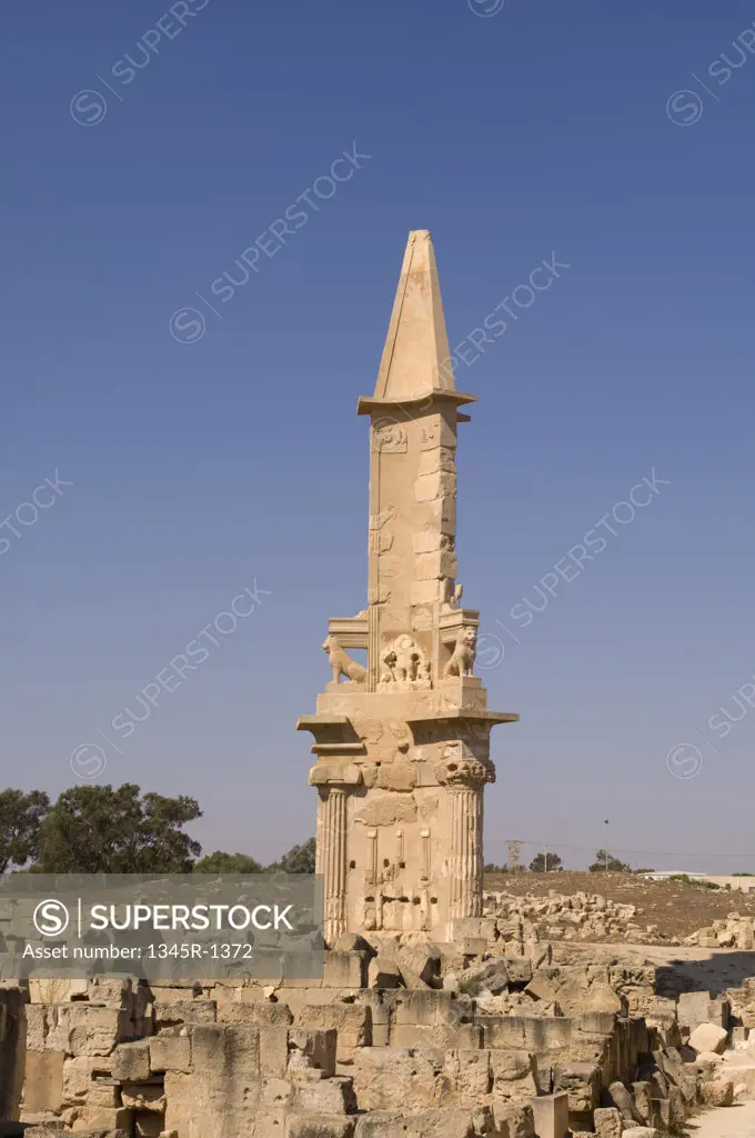 Ruins of a mausoleum, Mausoleum Of Bes, Sabratha, Tripolitania, Libya