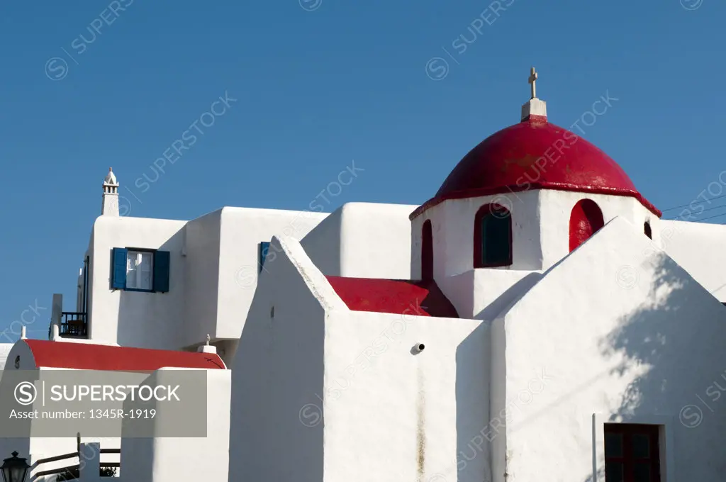 Low angle view of a church, Ano Mera, Mykonos, Cyclades Islands, Greece