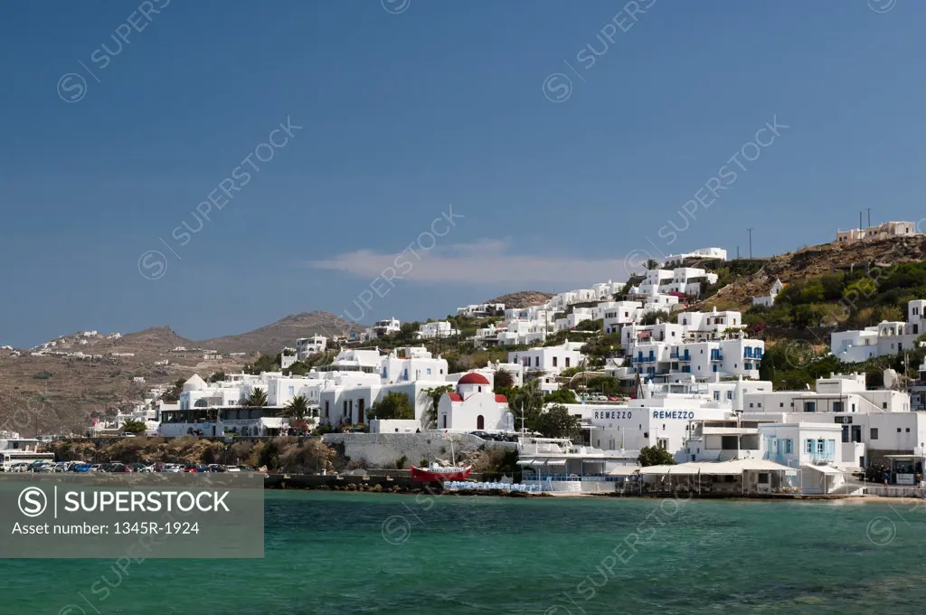 Town at the waterfront, Mykonos Town, Mykonos, Cyclades Islands, Greece