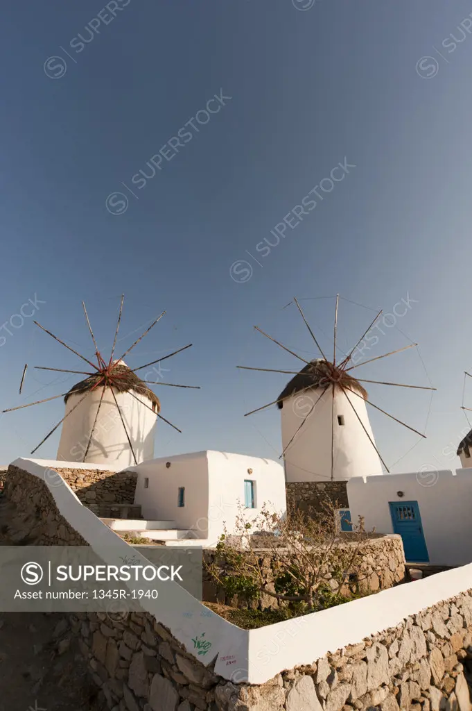 Traditional windmills, Mykonos Town, Mykonos, Cyclades Islands, Greece
