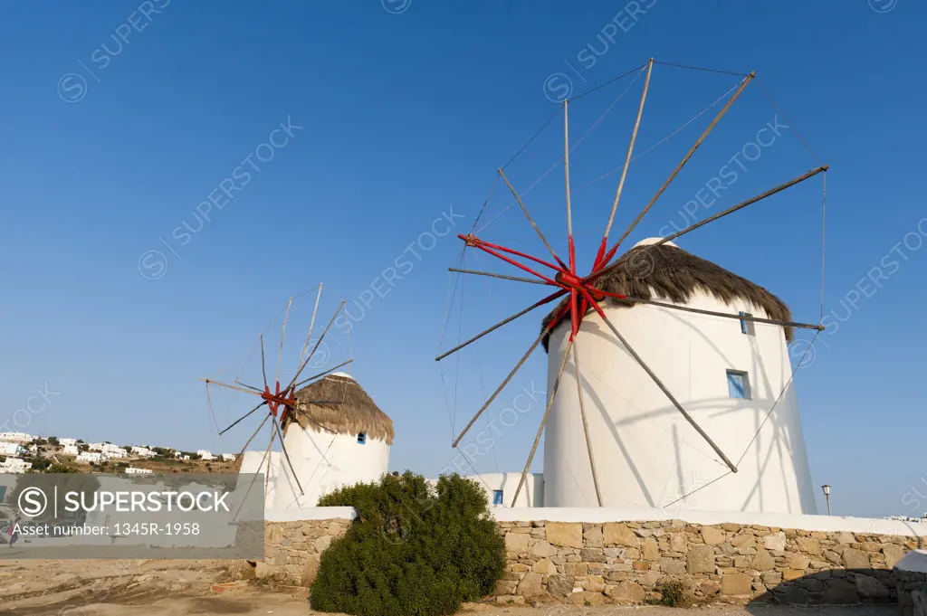 Traditional windmill on a hill, Mykonos Town, Mykonos, Cyclades Islands, Greece