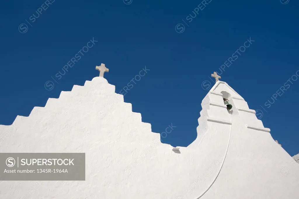 Low angle view of a church, Paraportiani Church, Mykonos Town, Mykonos, Cyclades Islands, Greece