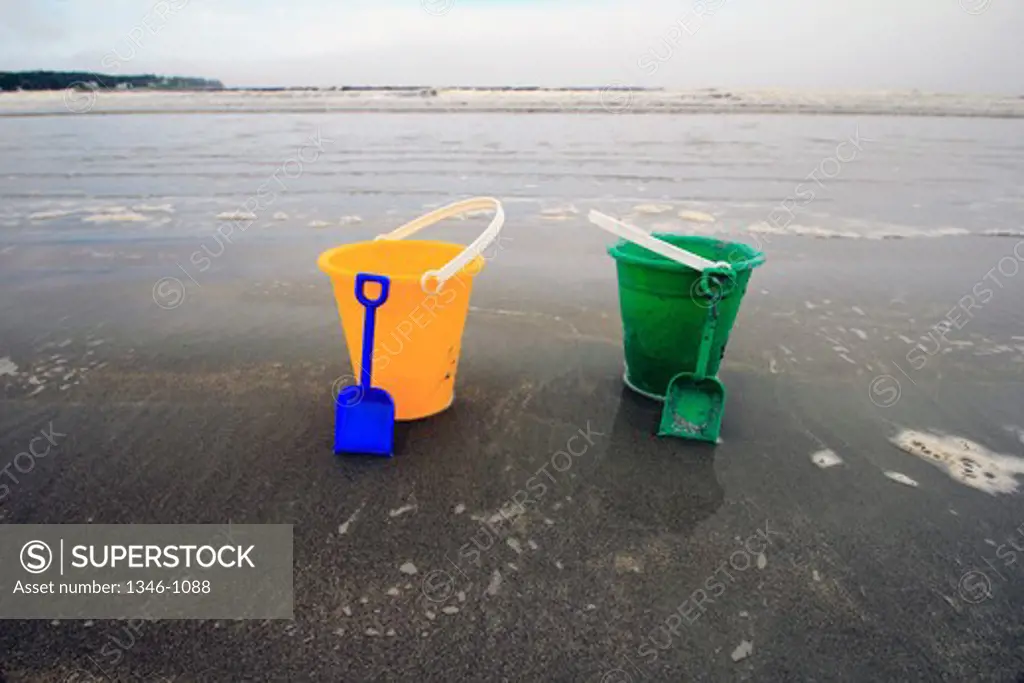 Sand Pails and Shovels on the beach