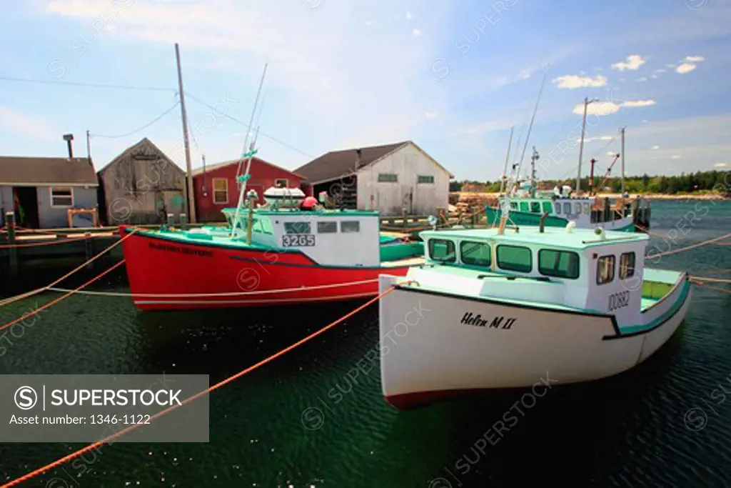 Fishing boats at a port, Hunts Point, Nova Scotia, Canada