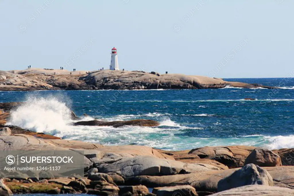Lighthouse on the coast, Peggy's Cove, St. Margarets Bay, Nova Scotia, Canada