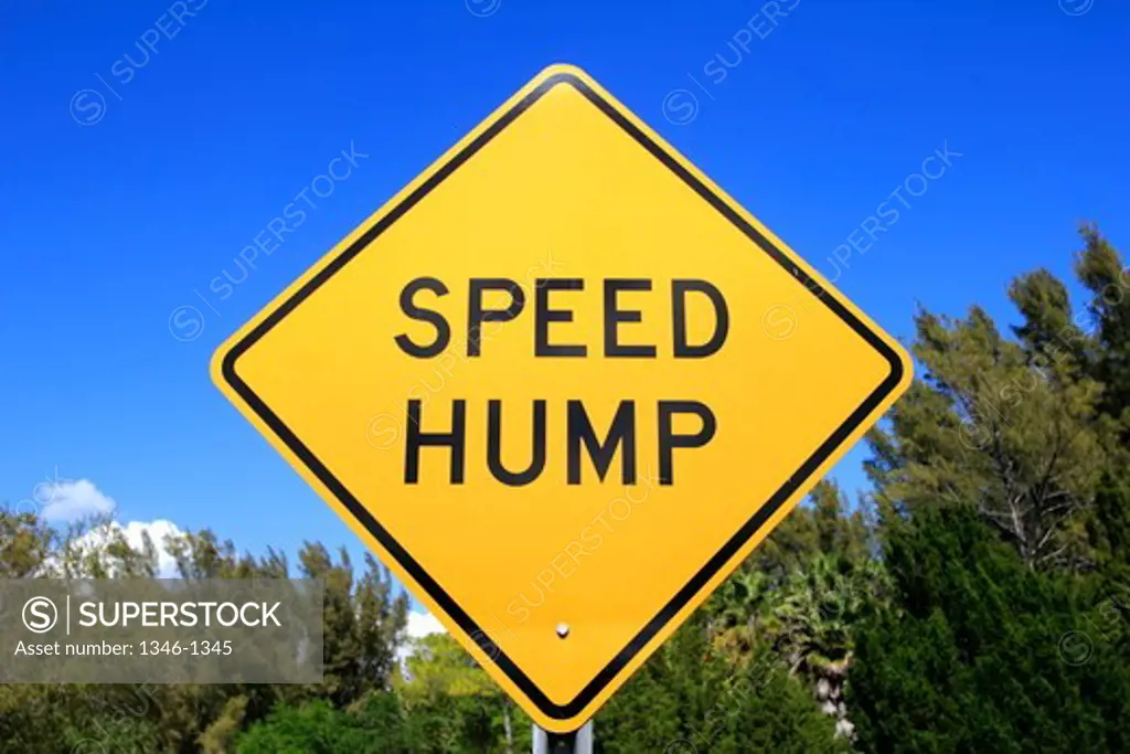 Speed hump highway sign, Clearwater, Florida, USA