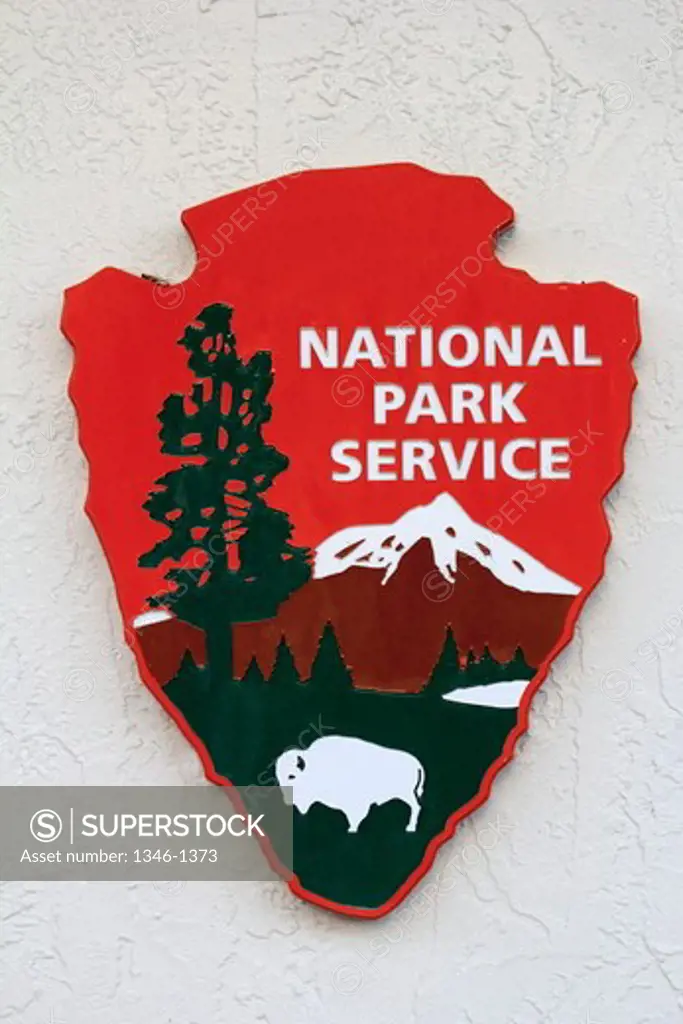 Close-up of national park service sign, Florida, USA