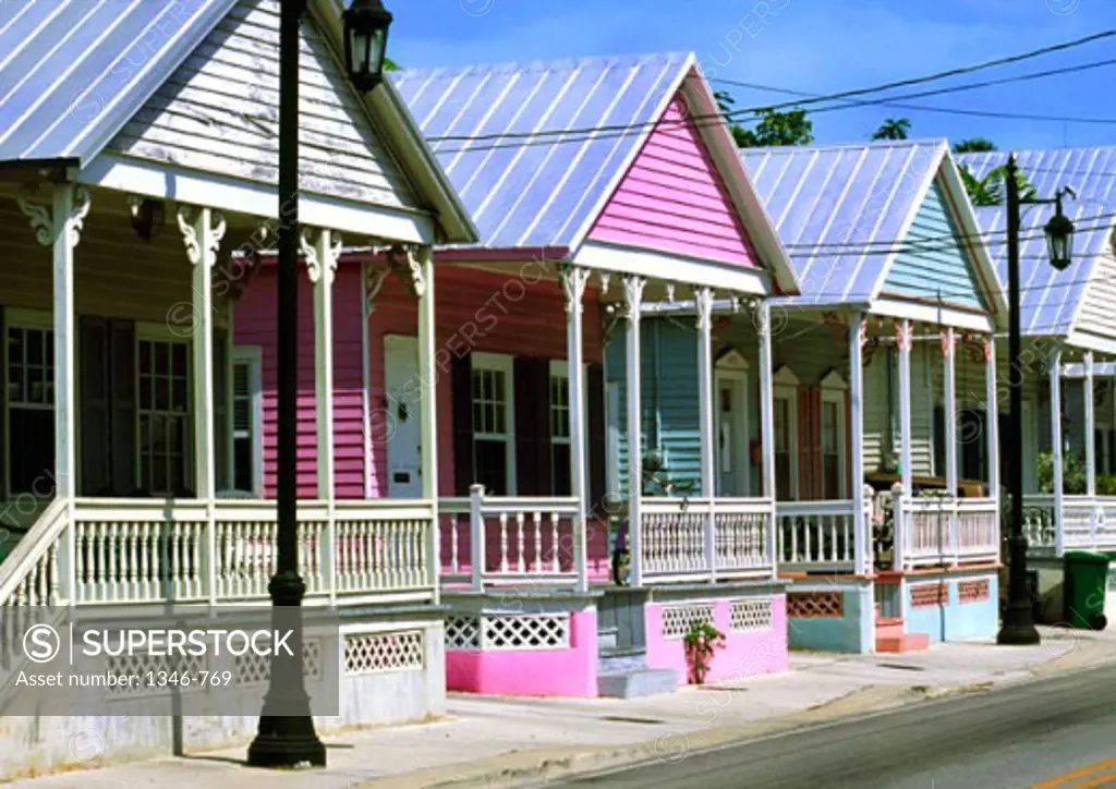 Houses along a street, Key West, Florida, USA