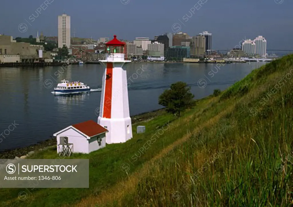 Lighthouse at the coast, Halifax Harbour, Nova Scotia, Canada