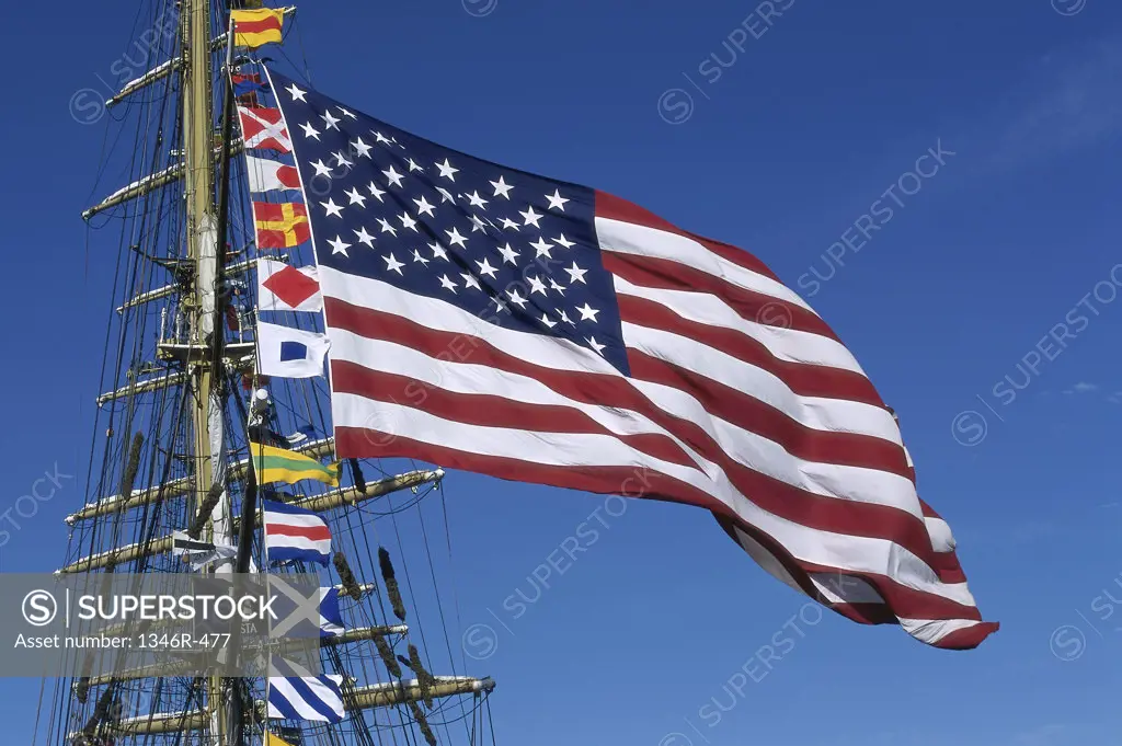 Flags on a ship mast