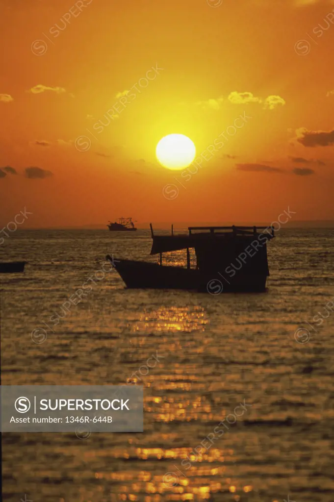Silhouette of a boat in the sea, Costa Rica