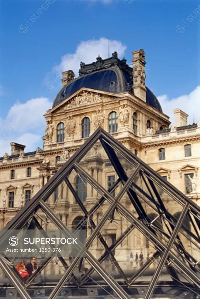 Pyramid in front of an art museum, Louvre, Paris, France