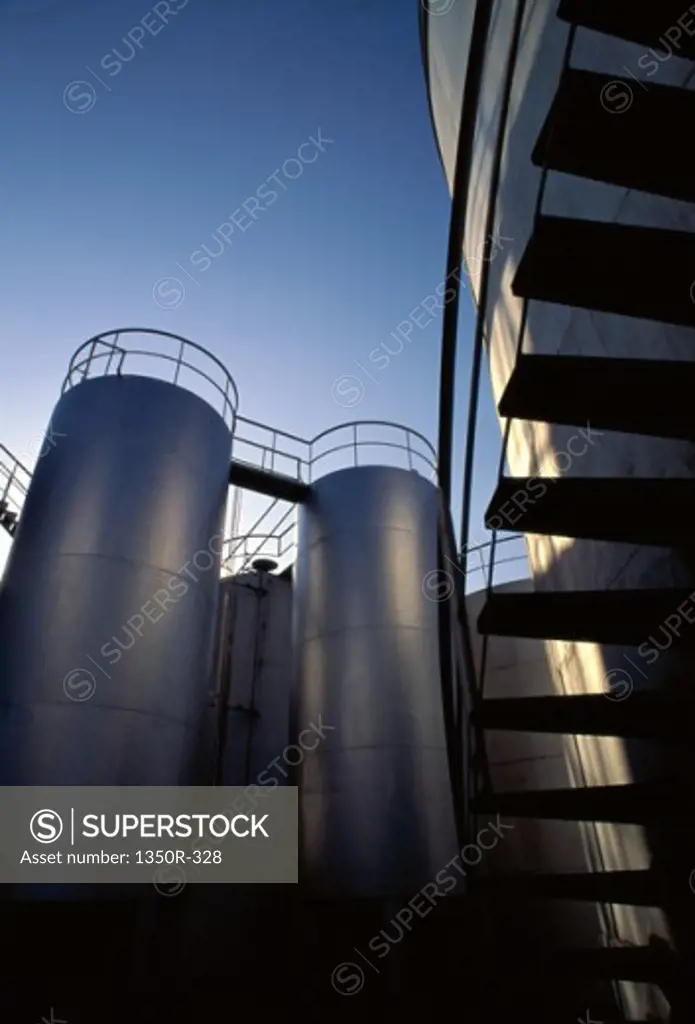 Fuel storage tanks at an oil refinery