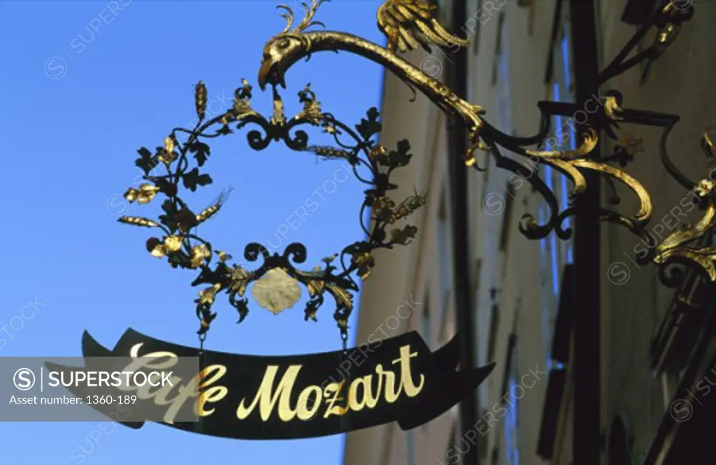 Sign of Cafe Mozart, Salzburg, Austria