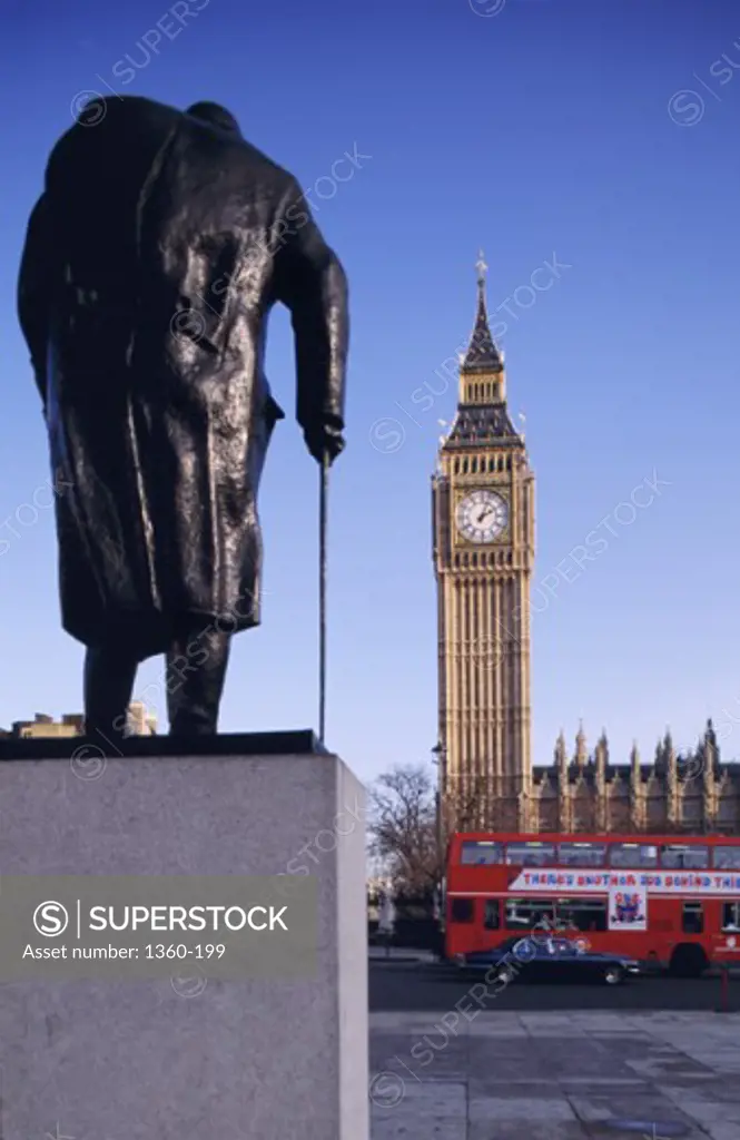 Winston Churchill Statue Big Ben London England