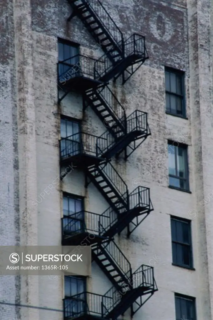 Low angle view of the fire escape of a building