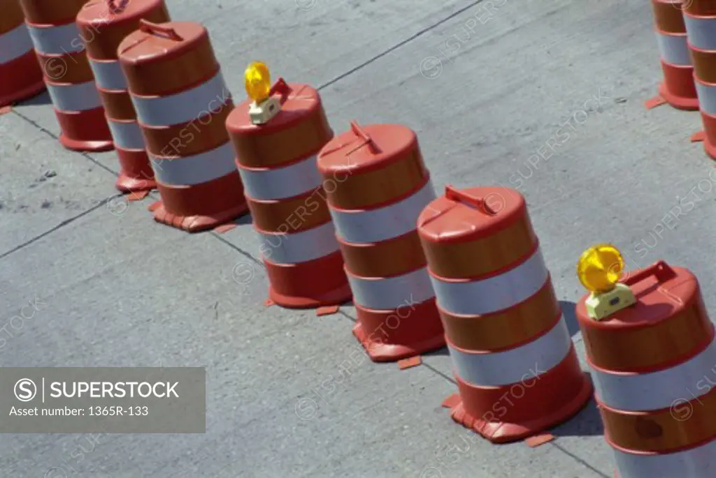 Traffic cones on a street