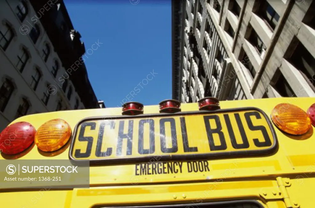 High section view of a school bus