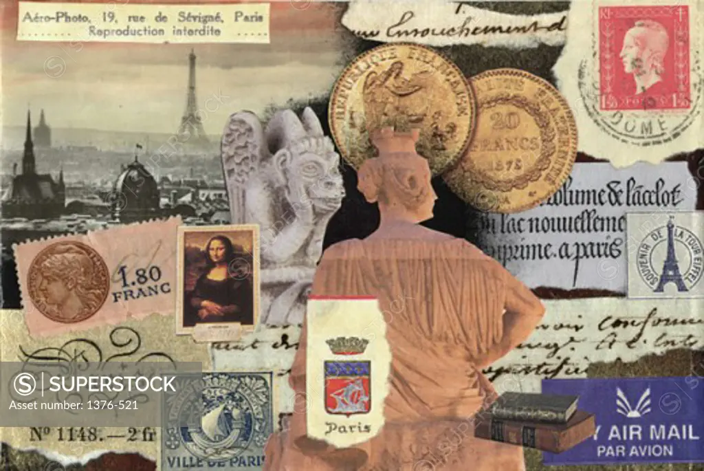The Last Time I Saw Paris   Gerry Charm (20th C./American) Collage 
