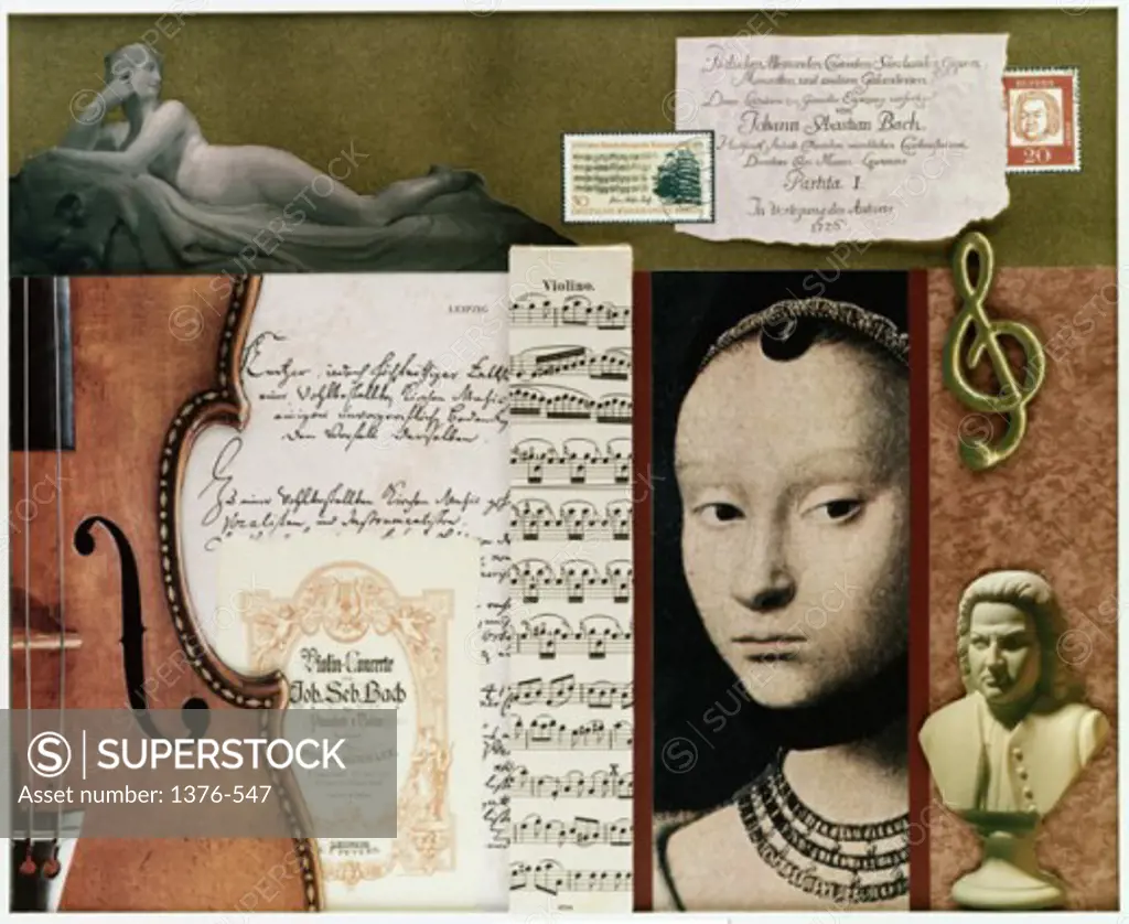 Homage to J.S. Bach  2003 Gerry Charm (20th C.  American) Collage