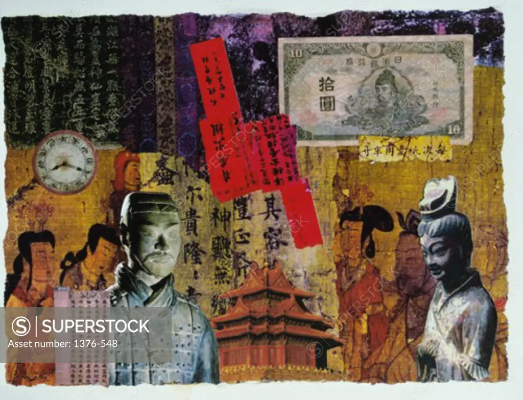 Civilizations Series: Ancient China 2003 Gerry Charm (20th C. American) Collage
