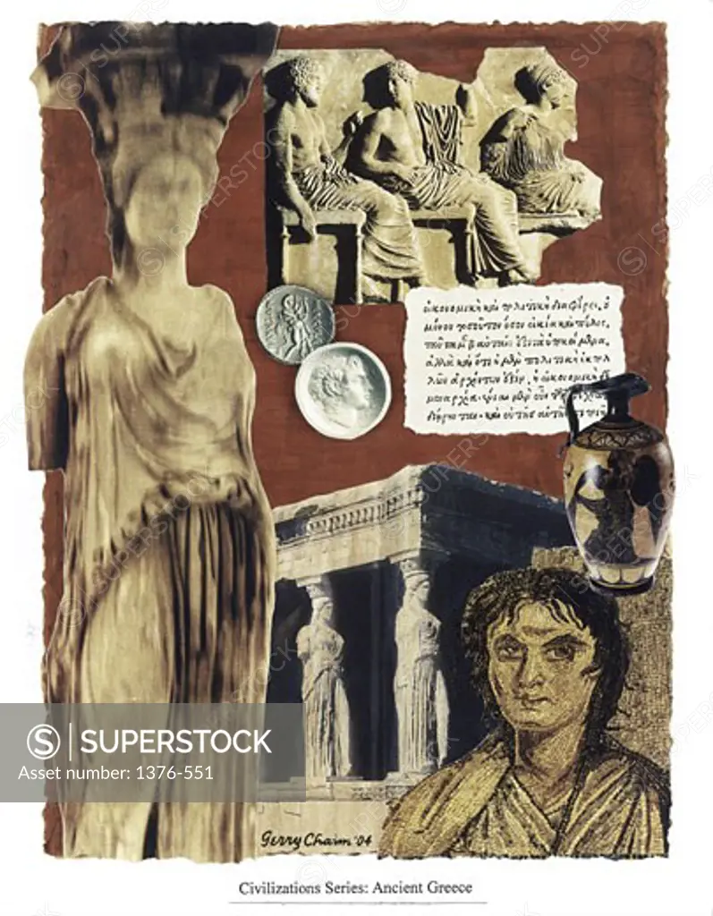 Civilizations Series: Ancient Greece 2004 Gerry Charm (20th C. American) Collage