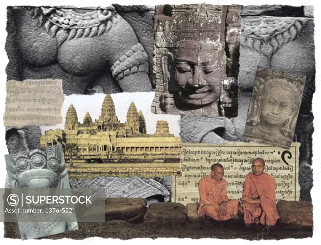 Civilizations Series: Angkor Wat  2004 Gerry Charm (20th C. American) Collage