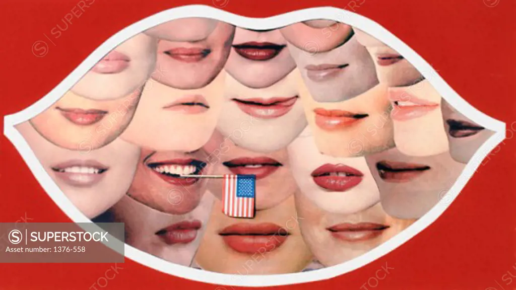 Great American Lips  2004 Gerry Charm (20th C. American) Collage