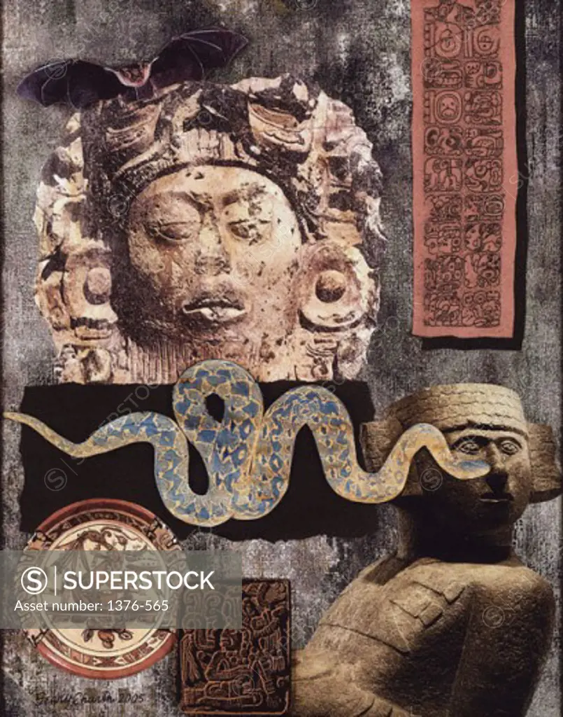 El Maya Misterioso 2005 Gerry Charm (20th C.- American) Collage