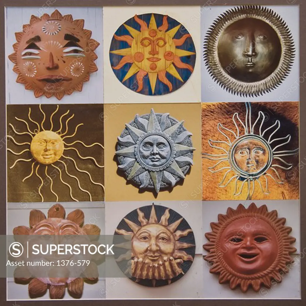 Suns by Gerry Charm, collage, 2009, 21st century art.