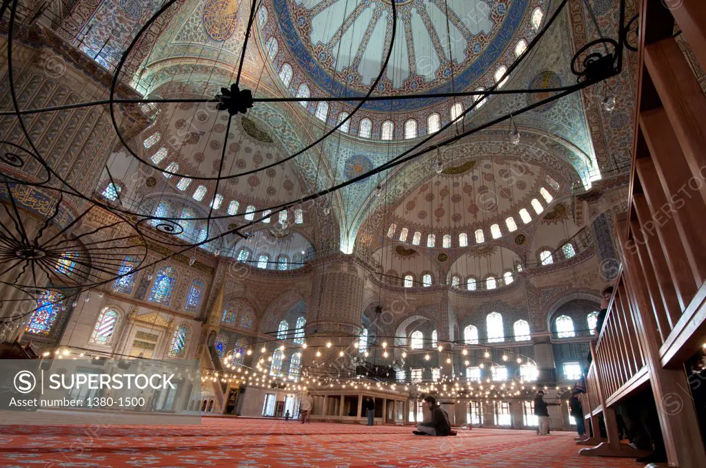 Interiors of a mosque, Yeni Cami Mosque, Eminonu, Istanbul, Turkey