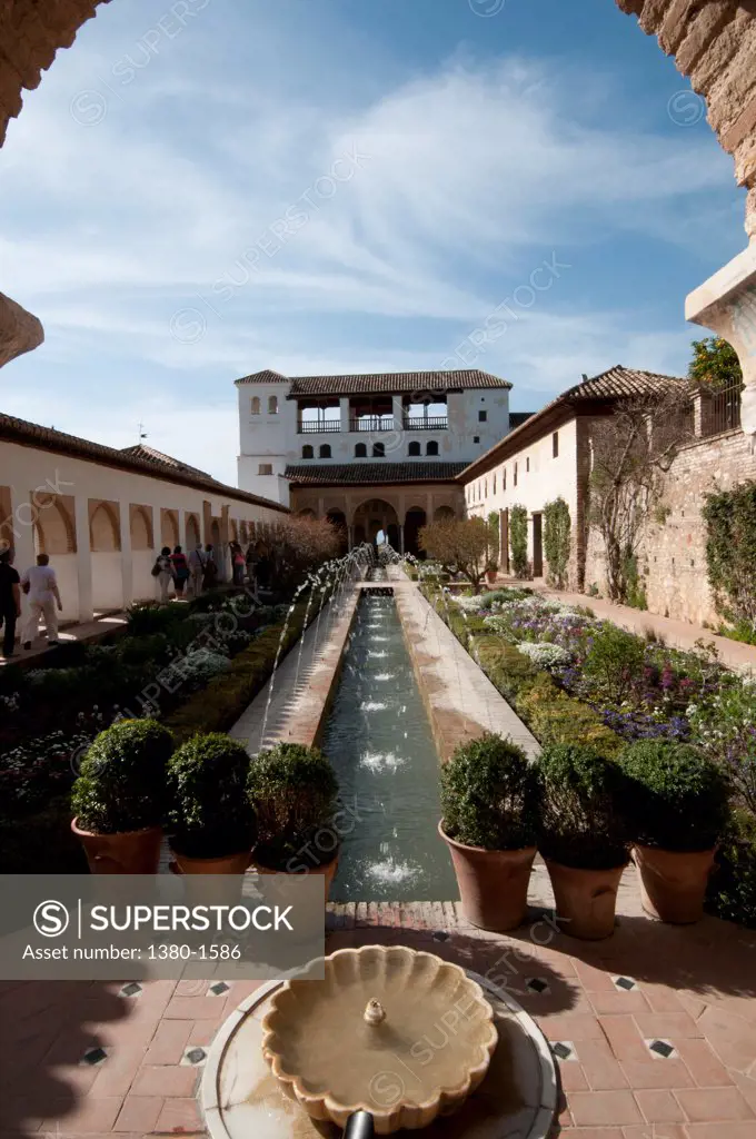 Patio de la Acequia at the Generalife, Granada, Andalusia, Spain