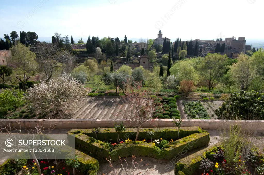 View of La Alhambra from El Generalife, Granada, Andalusia, Spain