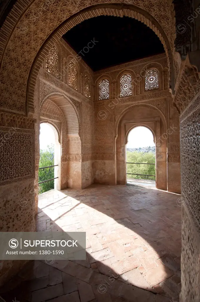 Architectural details of a palace, Alhambra, Granada, Andalusia, Spain