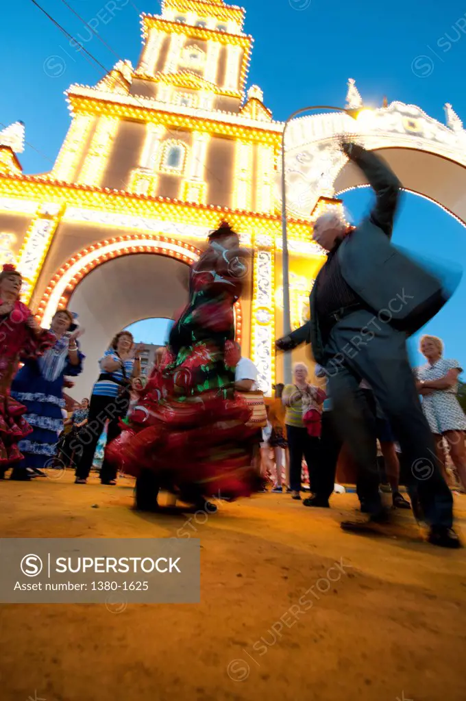 Dancers performing during the Seville Fair, Seville, Andalusia, Spain